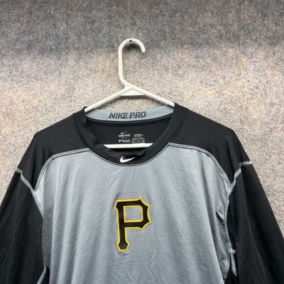 Pittsburgh Pirates Shirt Mens XXL Gray Black 3/4 Sleeve Dri-Fit MLB Nike Pro - Picture 10 of 12